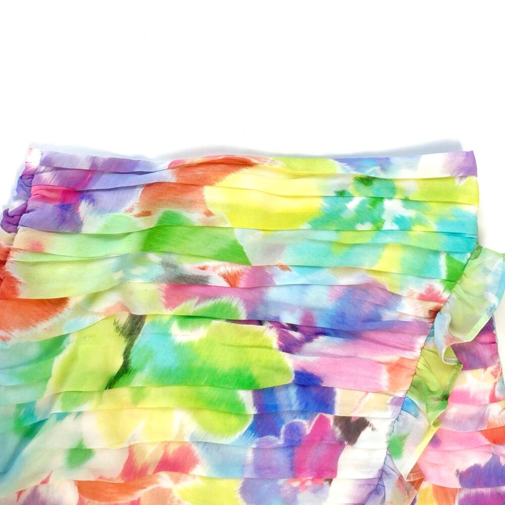 Zara Watercolor Ruffle Mini Skirt Y2K Pastel Floral Bodycon Summer Vacation NEW - Picture 6 of 15